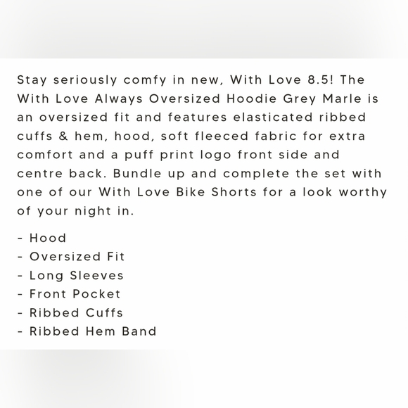 WHITE FOX!! BEST SELLER!! With Love In The Moment Oversized Hoodie Grey Marle - Picture 11 of 12